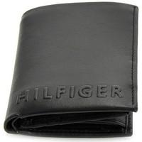 tommy hilfiger deboss ns trifold womens purse wallet in black
