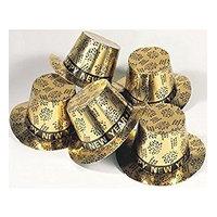 Top New Year Print - Gold Felt Top Hats Caps & Headwear For Fancy Dress