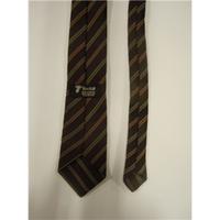 Tootal Chocolate Brown and terracota striped Silk Tie