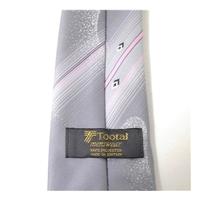 Tootal Light Grey, Pink and White Striped Abstract Designer Tie