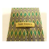 Tom Sayers Designer Silk Tie Silver & Green Diamond Design