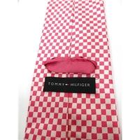 Tommy Hilfiger Hot Pink And Crepe Checked 100% Silk Tie