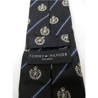 Tommy Hilfiger Navy Blue Two Sided Stripe And Spot Patterned 100% Silk Tie