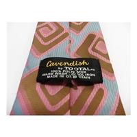 Tootal Designer Tie Pink , Blue & Mocha Abstract Design