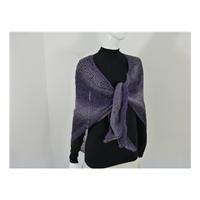 Tonal Purple Stripe Loose Knit Shawl / Wrap