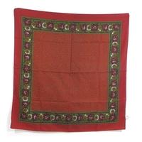 Totes Rustic Red Pixelated Scarf With Pickle Green Floral Inset Boarder