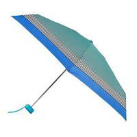 totes Miniflat Black Stripe with blue Border Print Umbrella (5 Section)