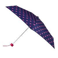 totes Mini Round Pink Hearts Print Umbrella (5 Section)