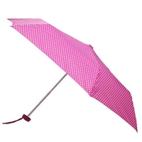 totes Raspberry & Cream Dots MiniFlat Umbrella (3 Section)