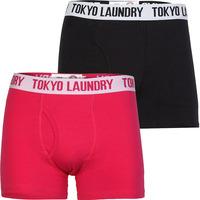 Tokyo Laundry Desoto Cove Sports Boxer Shorts ( 2 Pack) Black & Raspberry Sorbet