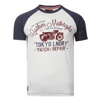 Tokyo Laundry Patch & Repair Navy t-shirt