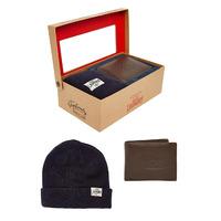 Tokyo Laundry Cobain blue hat & brown wallet gift set