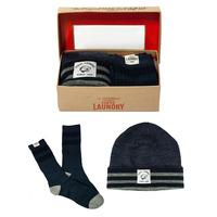 Tokyo Laundry Heaton Lake blue hat and sock gift set