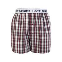 Tokyo Laundry Rising Wolf Checked Cotton Boxer Shorts in Oxblood