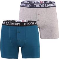 Tokyo Laundry Dwight light grey & blue boxer shorts (2 Pack)