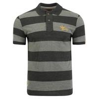 Tokyo Laundry Hunters Pass charcoal stripe polo shirt