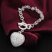 Top Classic Noble Sterling Silver Fashion CZ Stone Heart Spoon Party Casual Bracelets For WomanLady