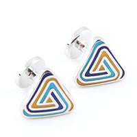 Toonykelly Fashion Copper Silver Plated Color Enamel Triangle Gift Button Cufflinks(1 Pair)