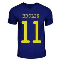 tomas brolin sweden hero t shirt navy