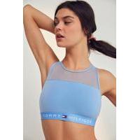 Tommy Hilfiger Cornflower Blue Mesh High Neck Bralette, BLUE