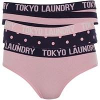 Tokyo Laundry Womens Three Pack Katelyn Briefs Eclipse Blue/Candy Pink