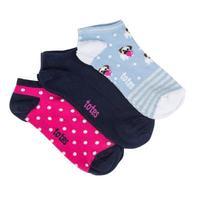 totes Ladies 3 Pack Trainer Socks Pug One Size