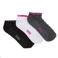 totes ladies 3 pack trainer socks cable knit one size