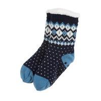 totes Boys Fairisle Slipper Sock Blue Age 7-10