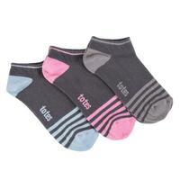 totes Ladies 3 Pack Trainer Socks Stripes One Size