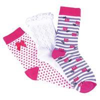 totes ladies untreaded socks 3 pack pink and white one size