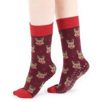 totes Ladies Original Slipper Socks Rudolph One Size