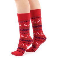 totes Ladies Original Slipper Socks Leaping Deer One Size