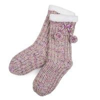 totes Ladies Soft Fluffy Sequin Socks Purple/Gold One-Size