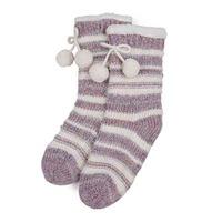 totes Ladies Eyelash Socks Pink/Cream One-Size