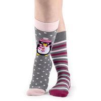 totes Ladies Original Slipper Socks (Twin Pack) Grey Penguin One Size