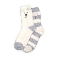 totes Ladies Supersoft Slipper Socks (Twin Pack) Cream One-Size