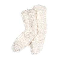totes Ladies Soft Fluffy Sequin Bedsocks Cream One-Size