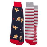 totes Ladies Original Slipper Socks (Twin Pack) Gingerbread Man One-Size