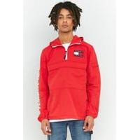 Tommy Jeans Red Packable Popover Jacket, RED