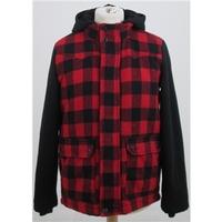 TopMan, size S, red & black checked quilted coat