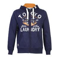 tokyo laundry saba zip up hooded sweatshirt in navy