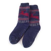 totes mens sherpa lined fair isle slipper socks navy one size