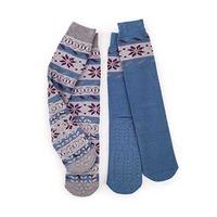 totes Mens Original Slipper Socks (Twin Pack) Fairisle One Size