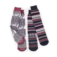 totes Mens Original Slipper Socks (Twin Pack) Stag One Size