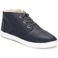 Toms Youth Blue Paseo Mid Faux Shearling Trainers boys\'s Children\'s Shoes (High-top Trainers) in blue