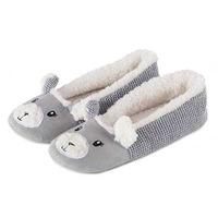 totes Ladies Knit Back Novelty Ballet Slippers Grey Medium (UK 5-6)