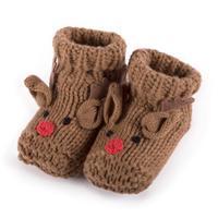 totes Unisex Knitted Reindeer Slippers Reindeer 6-12 Months