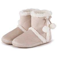 totes Ladies Suedette Bootie Slippers Natural Large (UK 7-8)