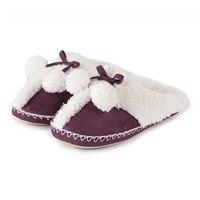 totes Ladies Suedette Mule Slippers Plum Large (UK 7-8)