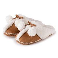 totes Ladies Suedette Mule Slippers Tan Large (UK 7-8)